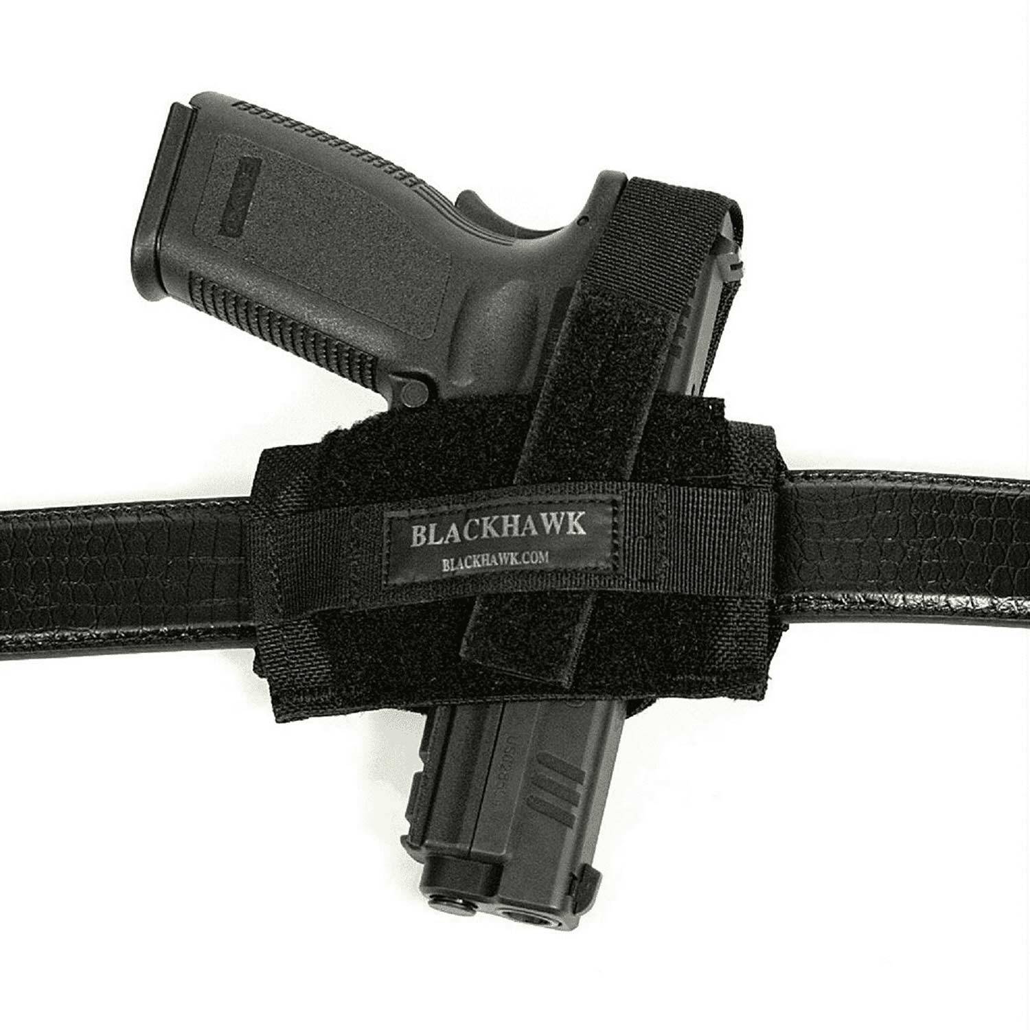 BLACKHAWK Flat Belt Holster fits Medium Frame Revolvers | Nylon, Ambidextrous, Black (40FB02BK)