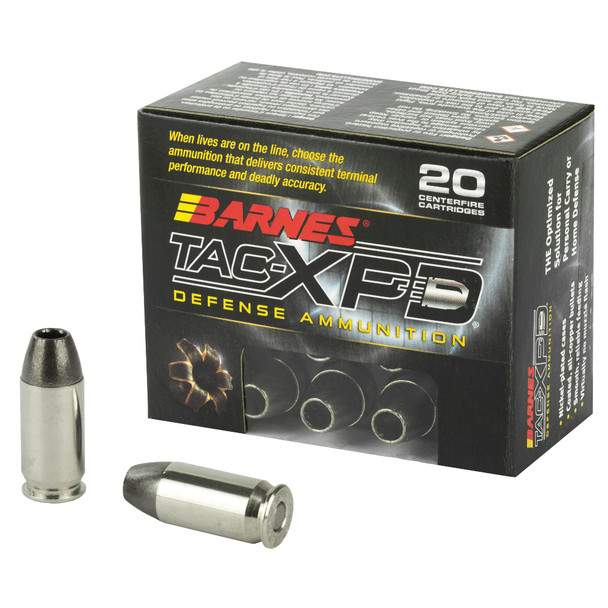 Barnes TAC-XPD 45 ACP +P Ammunition 185 Grain Hollow Point | 20-Round Box, Lead-Free (21555)